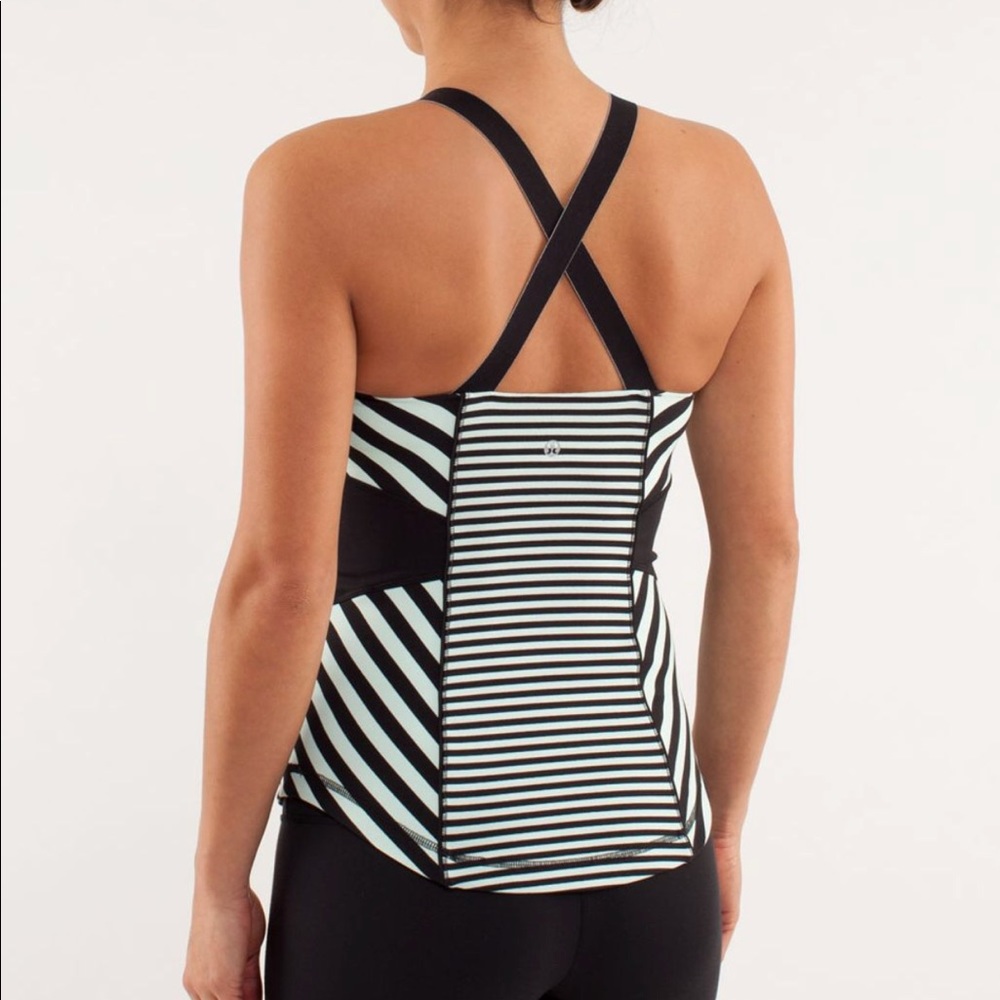 LULULEMON Mint & Black Striped Athletic Tank